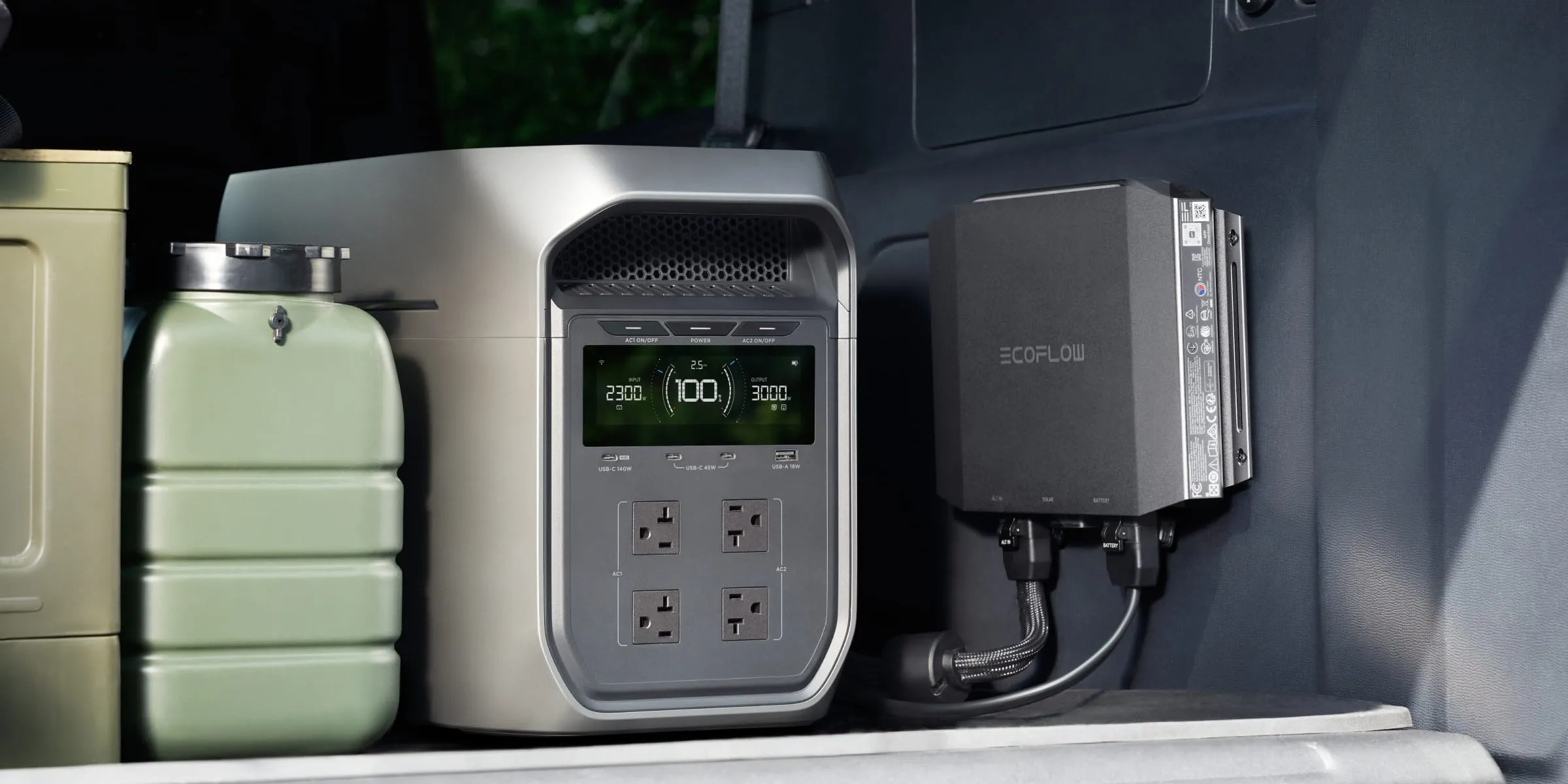 EcoFlow Alternator Charger Plus 1000 beside EcoFlow Delta 3 Max Plus