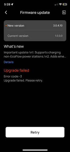 Screenshot of EcoFlow app