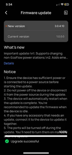 Screenshot of EcoFlow app