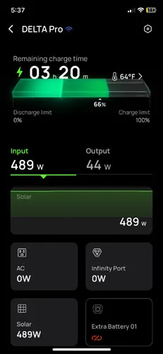 Screenshot of EcoFlow app
