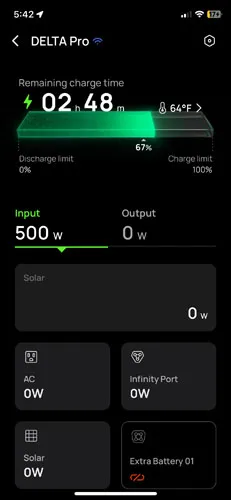 Screenshot of EcoFlow app