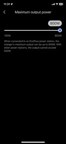 Screenshot of EcoFlow app