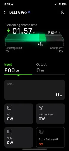 Screenshot of EcoFlow app