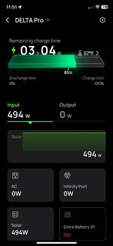 Screenshot of EcoFlow app