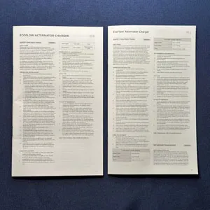 EcoFlow Alternator Chargers safety instruction comparison