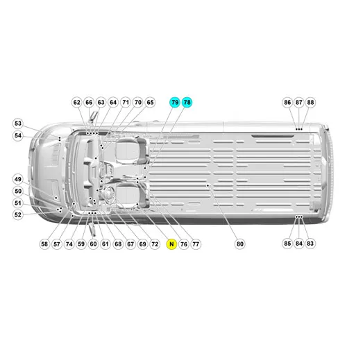 2024 Ford Transit ground points and negative terminal